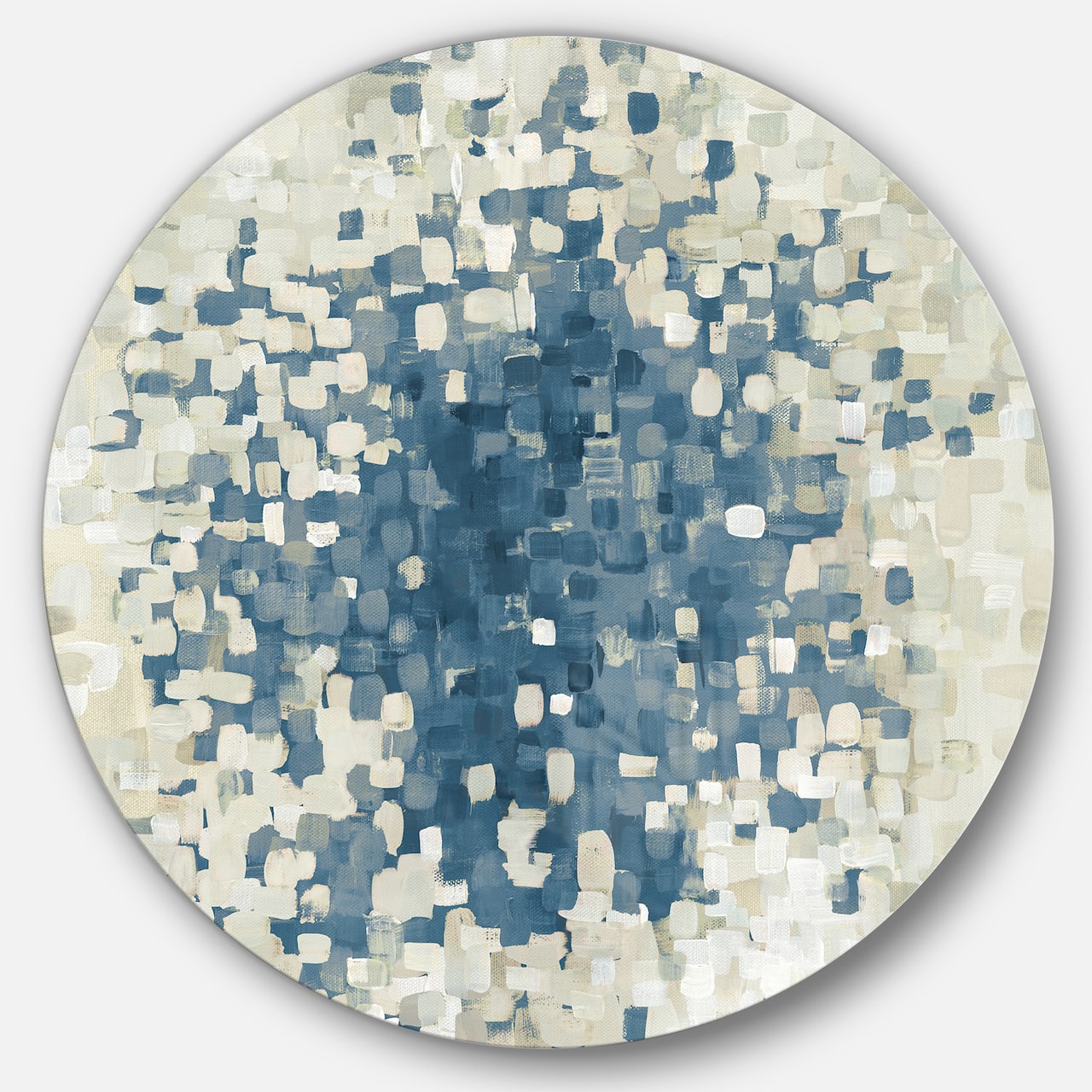 Designart - Geometric Blue Spots - Geometric Metal Circle Wall Art